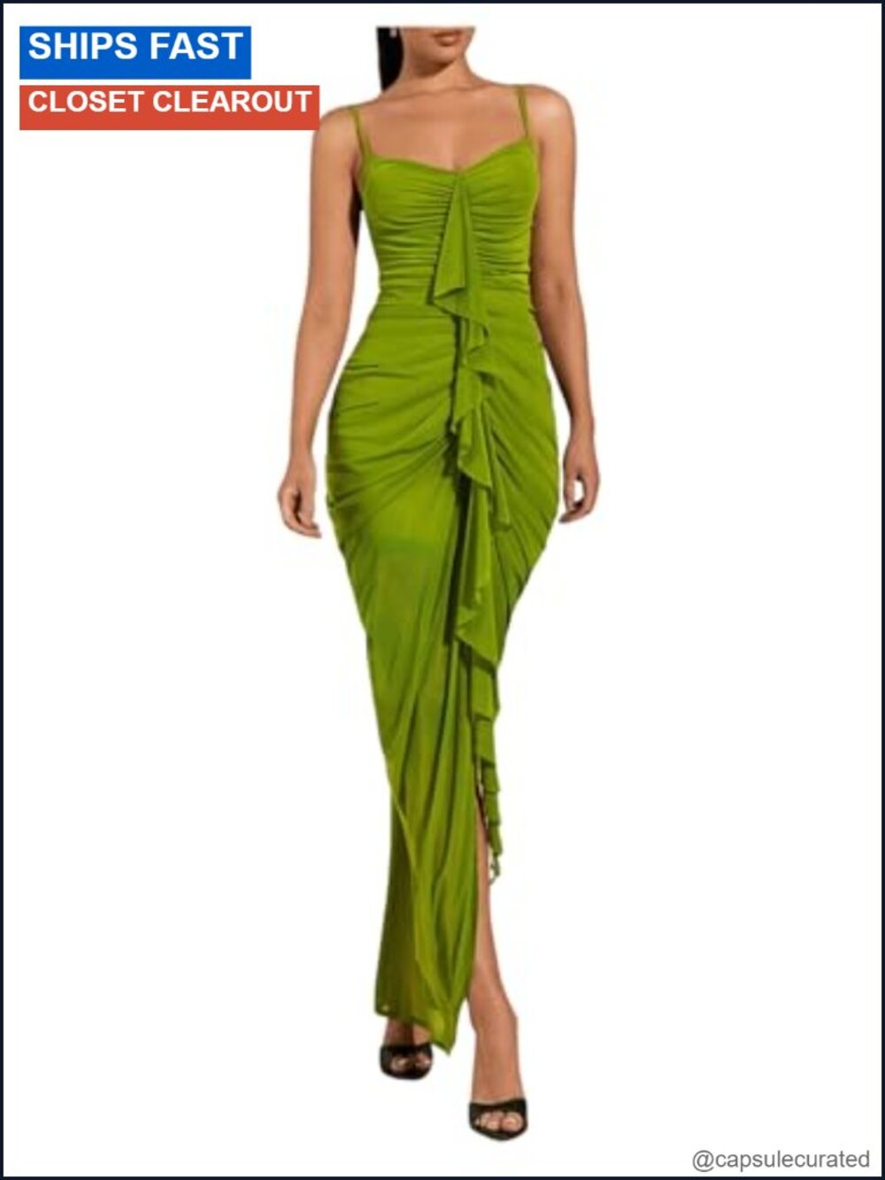 Floerns Women's Ruffle Ruched Cami Maxi Dress Bodycon Cocktail